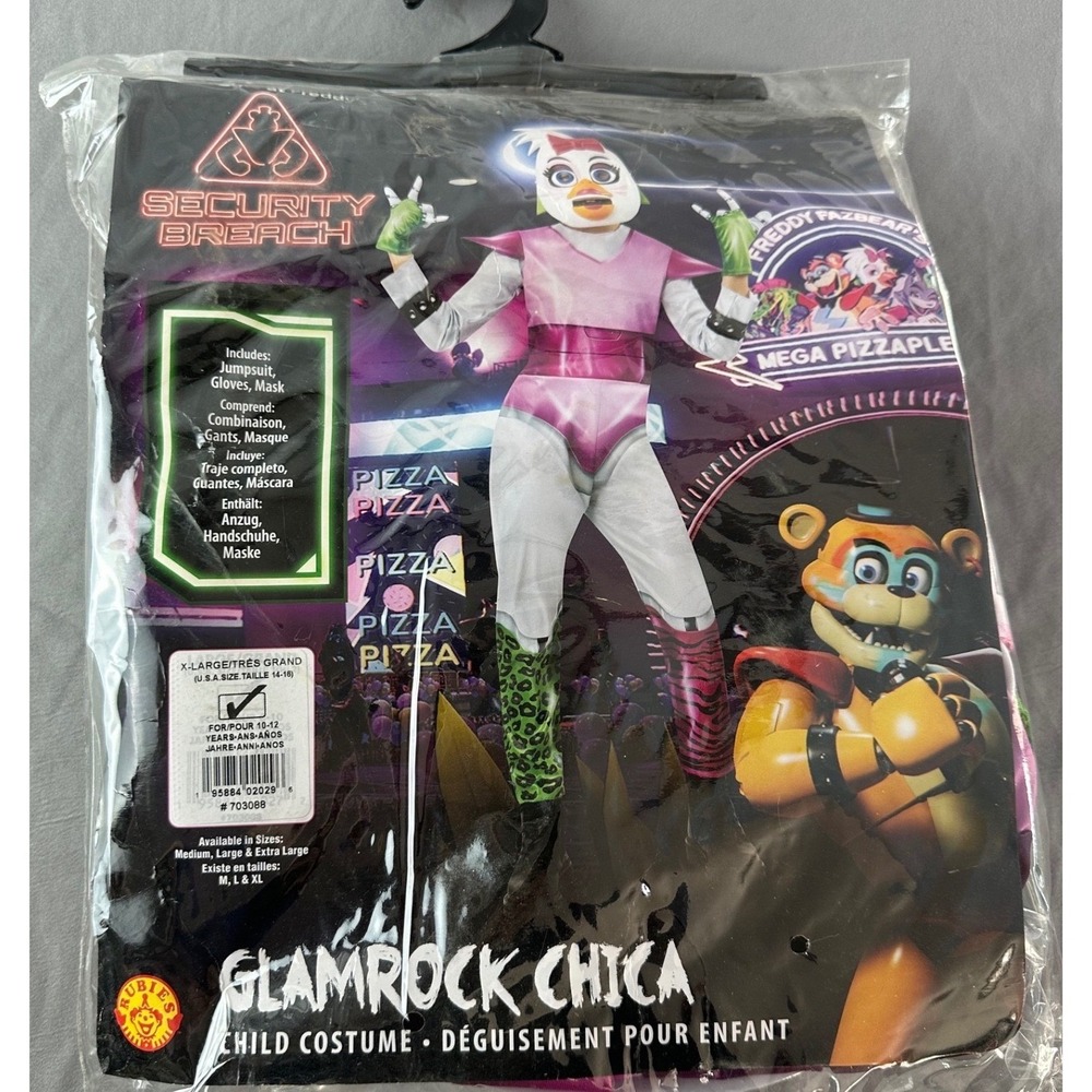 NEW FIVE NIGHTS AT FREDDY'S GLAMROCK CHICA COSTUME SZ XL(14-16) Kids COSPLAY NWT